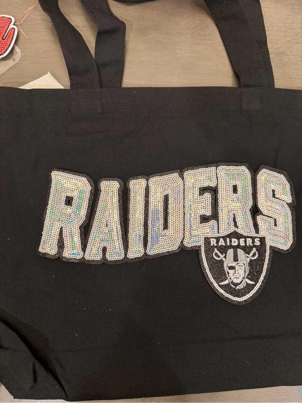 Las Vegas Raiders Sequin Logo Tote Bag - Black
